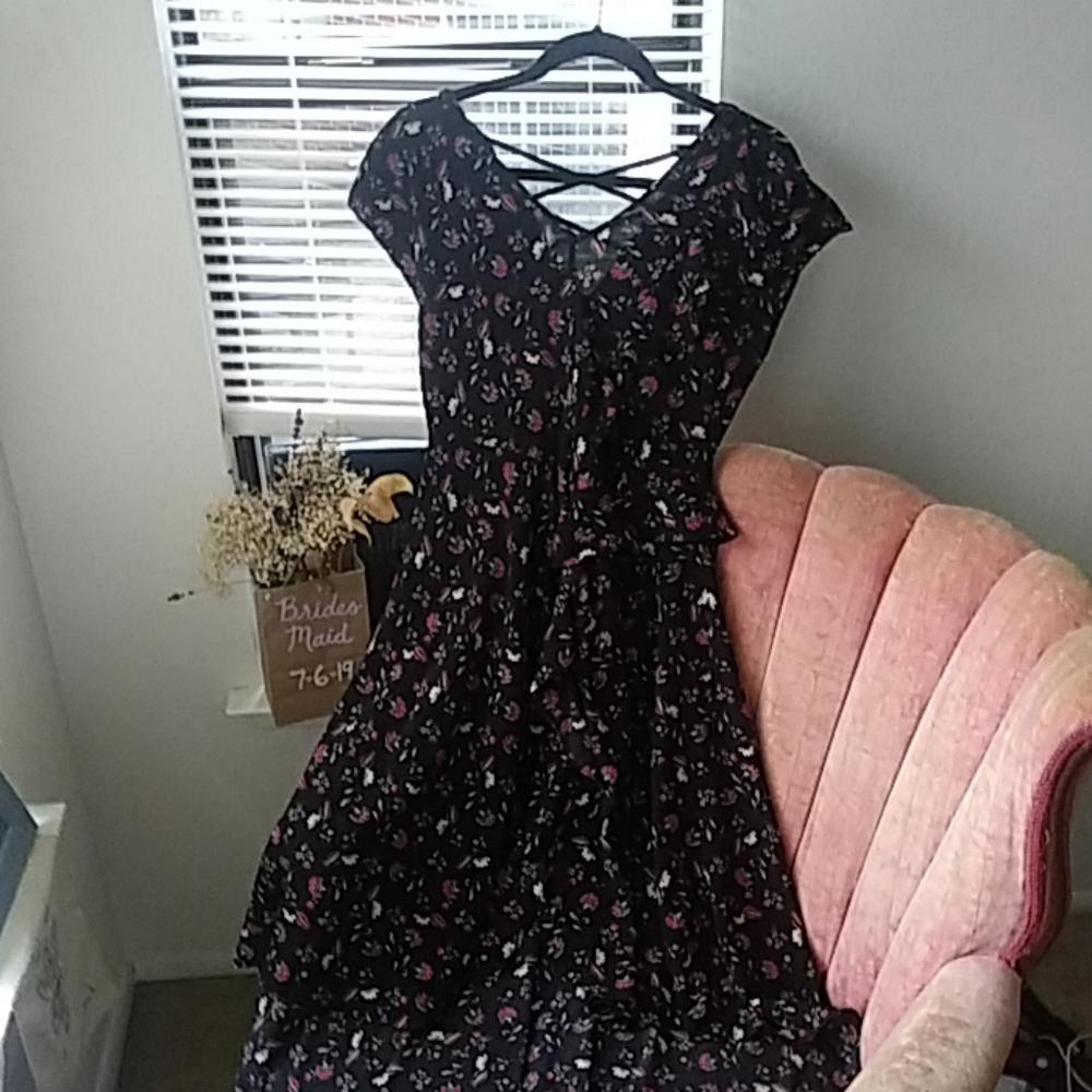 JohnPaulRichard, Black Floral High-Low Dress PM